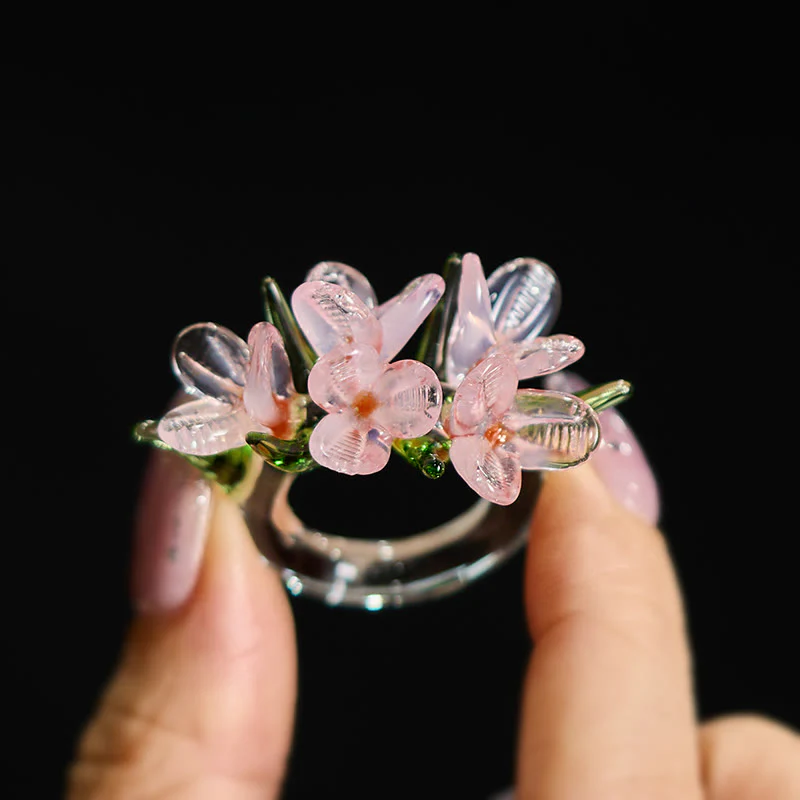 Buddha Stones Anello della saggezza con fiore di pero Liuli - Image 14