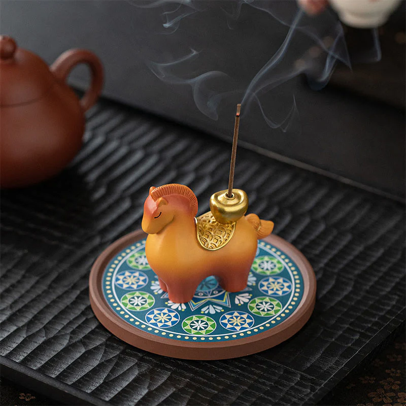 Buddha Stones Anno del Cavallo 2026 Lingotto di Capodanno che attrae ricchezza Decorazione per la casa Bruciatore di incenso - Image 11