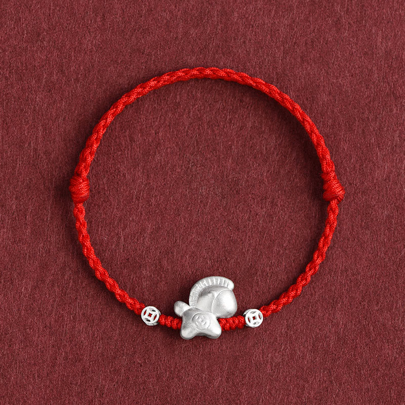 Buddha Stones Anno del Cavallo Argento Sterling 999 Monete di Rame Corda della Fortuna Braccialetto Intrecciato Cavigliera - Image 10