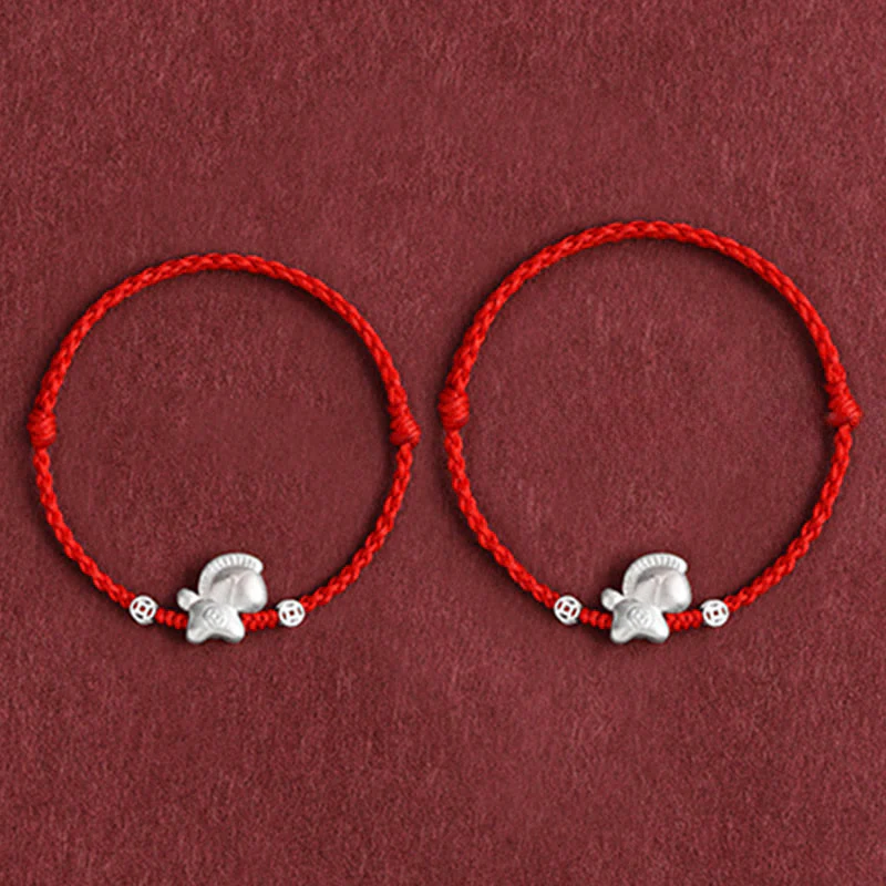 Buddha Stones Anno del Cavallo Argento Sterling 999 Monete di Rame Corda della Fortuna Braccialetto Intrecciato Cavigliera - Image 13