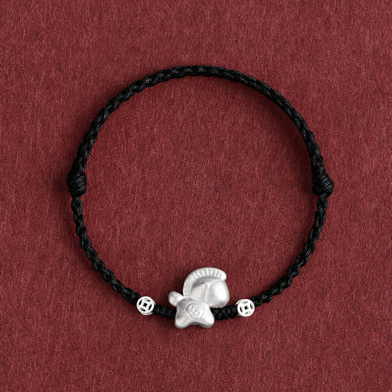 Buddha Stones Anno del Cavallo Argento Sterling 999 Monete di Rame Corda della Fortuna Braccialetto Intrecciato Cavigliera - Image 18