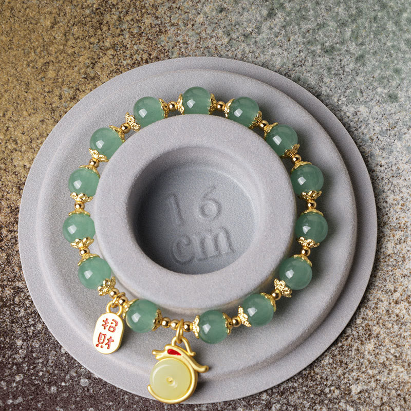 Buddha Stones Anno del Drago Agata Rossa Avventurina Verde Fibbia della Pace Carattere Fu Bracciale Fortunato - Image 11