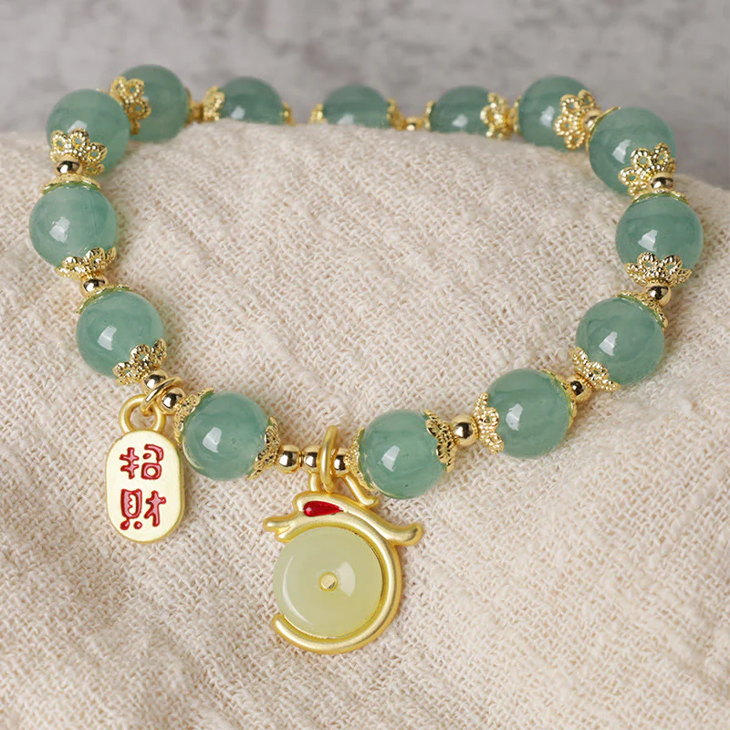 Buddha Stones Anno del Drago Agata Rossa Avventurina Verde Fibbia della Pace Carattere Fu Bracciale Fortunato - Image 2