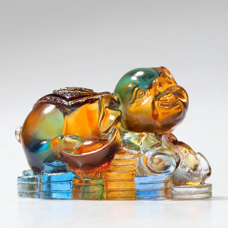 Buddha Stones Anno del Drago Fatto a mano 12 Zodiaco cinese Liuli Cristallo Arte Pezzo Protezione Casa Ufficio Decorazione - Image 18