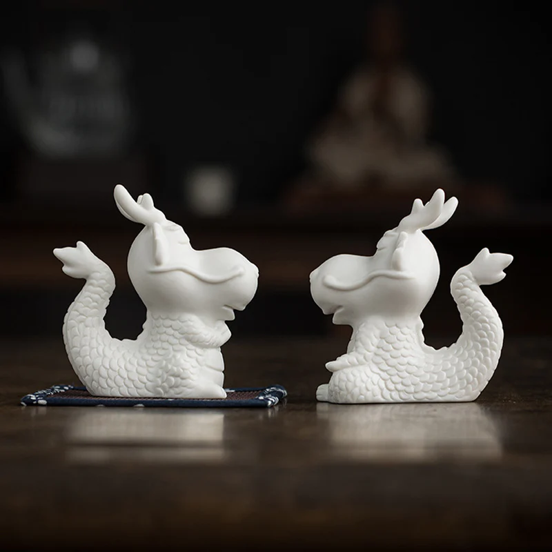 Buddha Stones Anno del drago Fortuna Porcellana bianca Ceramica Tè Animale domestico Figurina Decorazione per la casa - Image 20