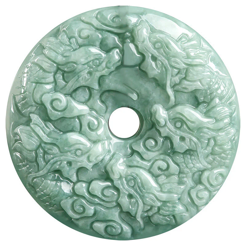 Buddha Stones Anno del Drago Giada Naturale Nove Draghi Fibbia della Pace Collana di Protezione Pendente - Image 10