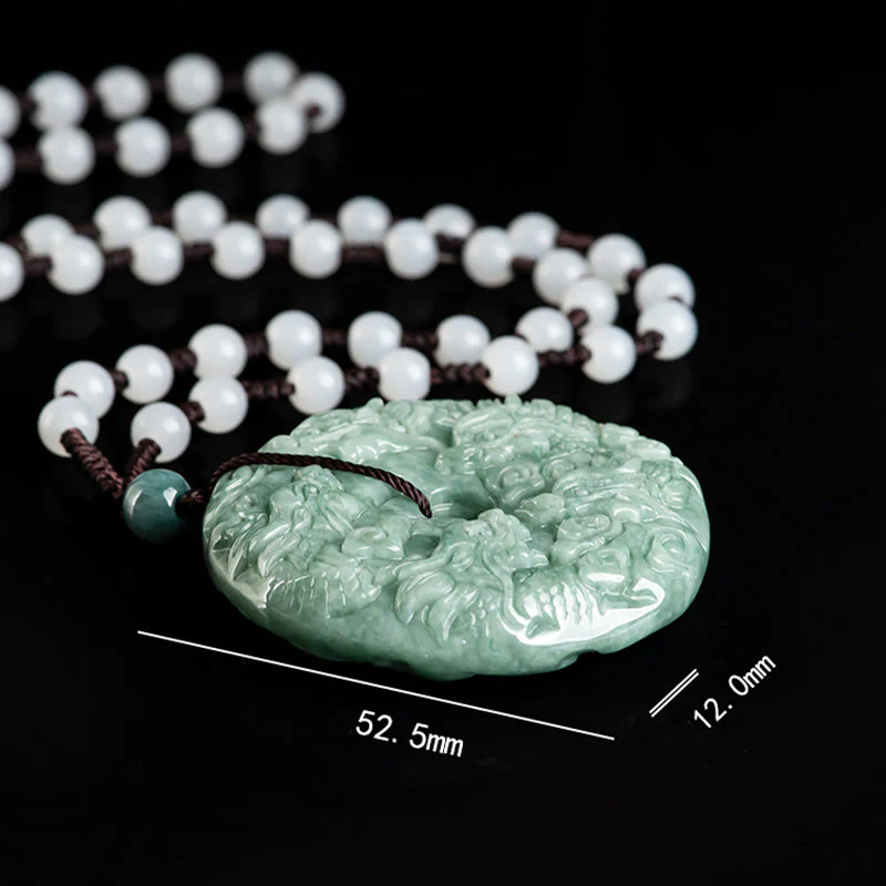 Buddha Stones Anno del Drago Giada Naturale Nove Draghi Fibbia della Pace Collana di Protezione Pendente - Image 8