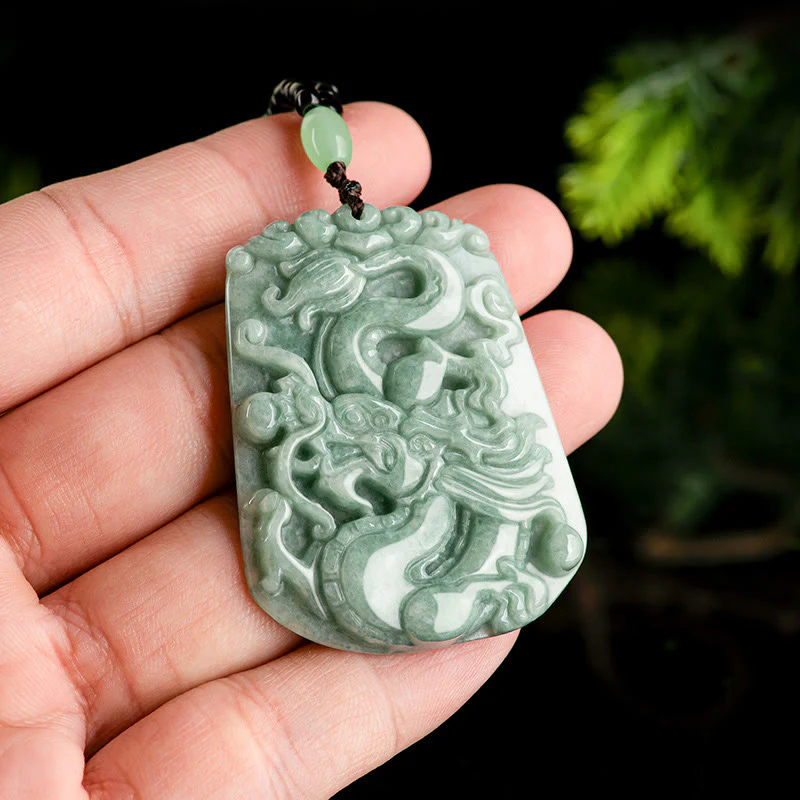 Buddha Stones Anno del Drago Zodiaco Cinese Drago che vola in Giada Protezione Perlina Catena Collana Pendente - Image 5
