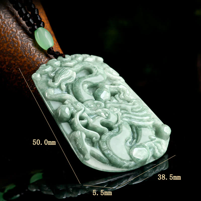 Buddha Stones Anno del Drago Zodiaco Cinese Drago che vola in Giada Protezione Perlina Catena Collana Pendente - Image 8