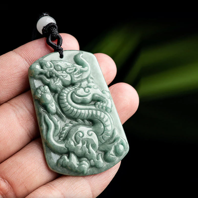 Buddha Stones Anno del Drago Zodiaco Cinese Drago Giada Amuleto Collana Pendente - Image 5