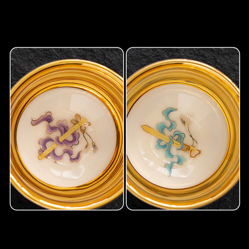 Buddha Stones Aquila reale Drago di buon auspicio Sole Onde dell'oceano Tazza da tè in ceramica dorata Tazza da tè Kung Fu - Image 14