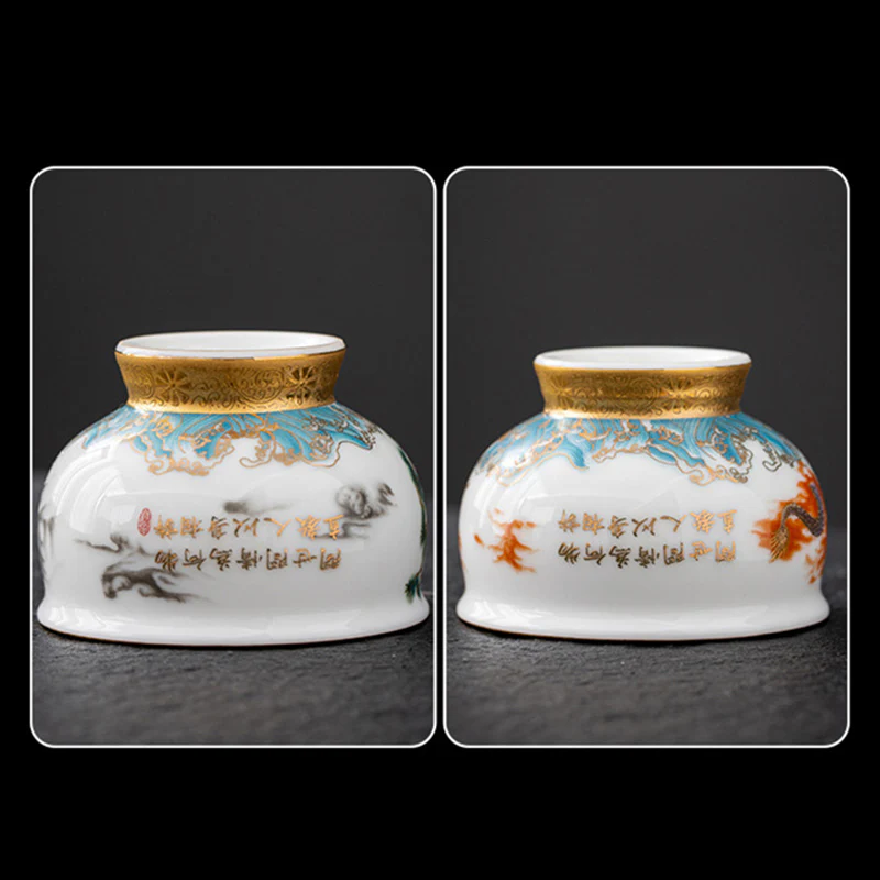 Buddha Stones Aquila reale Drago di buon auspicio Sole Onde dell'oceano Tazza da tè in ceramica dorata Tazza da tè Kung Fu - Image 16