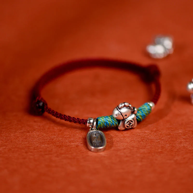 Buddha Stones Argento Sterling 999 Anno del Cavallo Argento Sterling 925 Pace e Gioia Ciondolo Braccialetto della Fortuna Intrecciato Cavigliera - Image 15