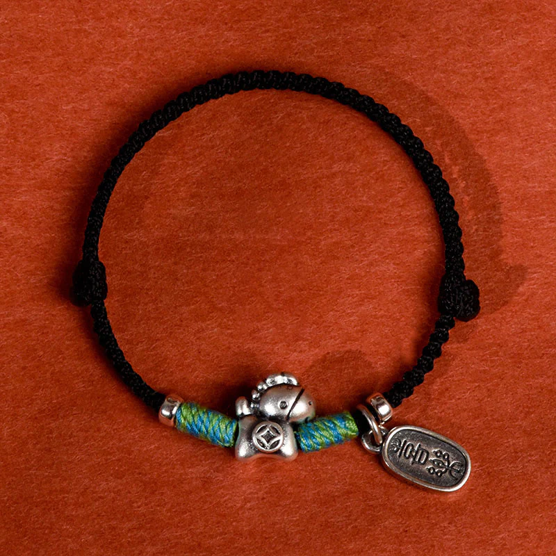Buddha Stones Argento Sterling 999 Anno del Cavallo Argento Sterling 925 Pace e Gioia Ciondolo Braccialetto della Fortuna Intrecciato Cavigliera - Image 17