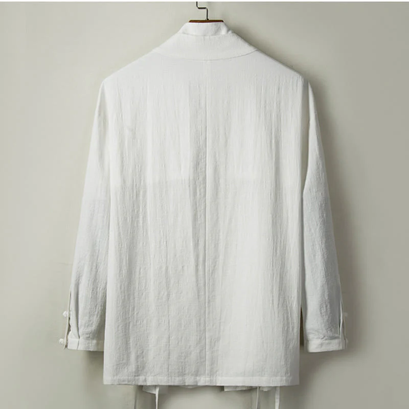 Buddha Stones Autunno Cinese Hanfu Cotone Lino Uomo Giacca Abbigliamento - Image 4