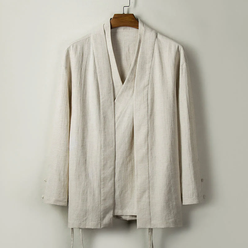 Buddha Stones Autunno Cinese Hanfu Cotone Lino Uomo Giacca Abbigliamento - Image 8