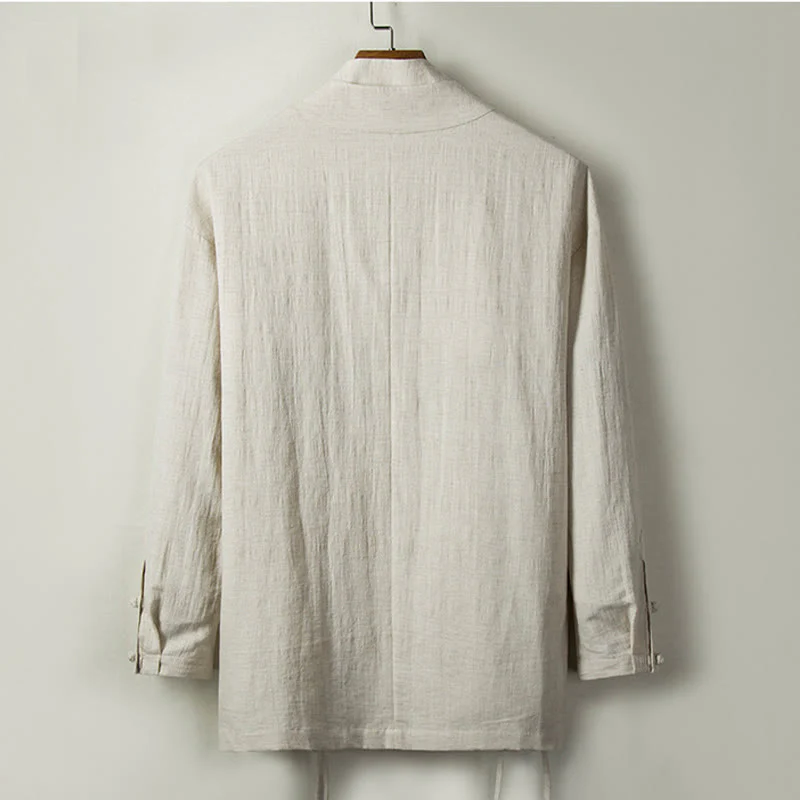 Buddha Stones Autunno Cinese Hanfu Cotone Lino Uomo Giacca Abbigliamento - Image 9