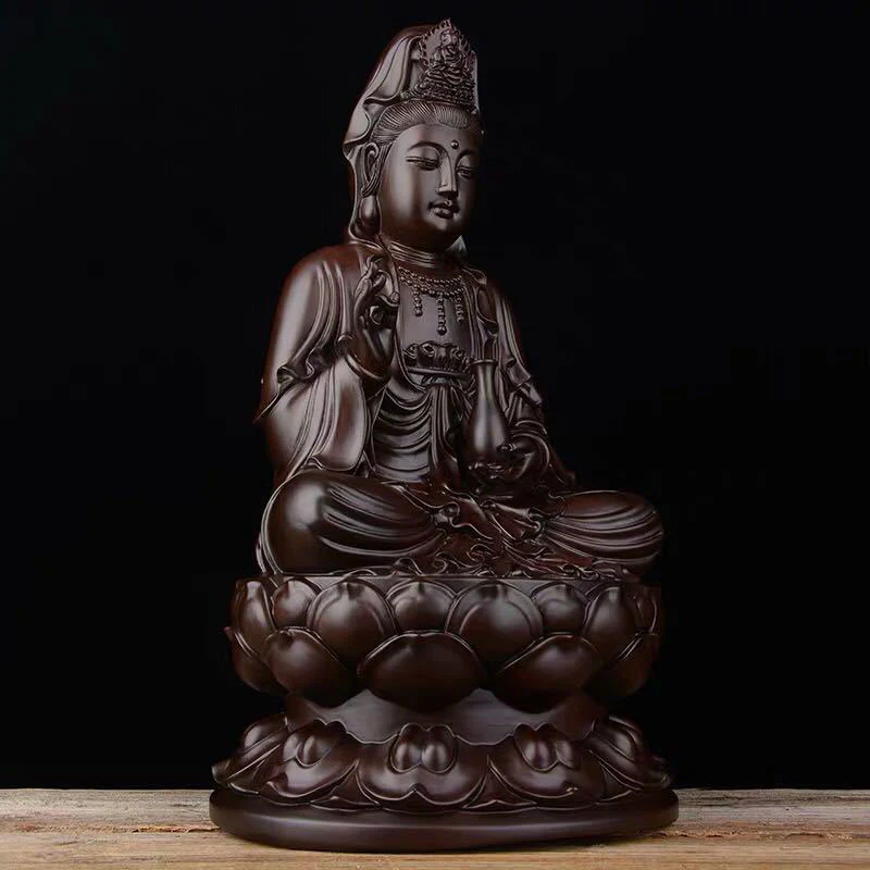 Buddha Stones Avalokitesvara Ebano Loto Armonia Benedizione Decorazione della casa - Image 2