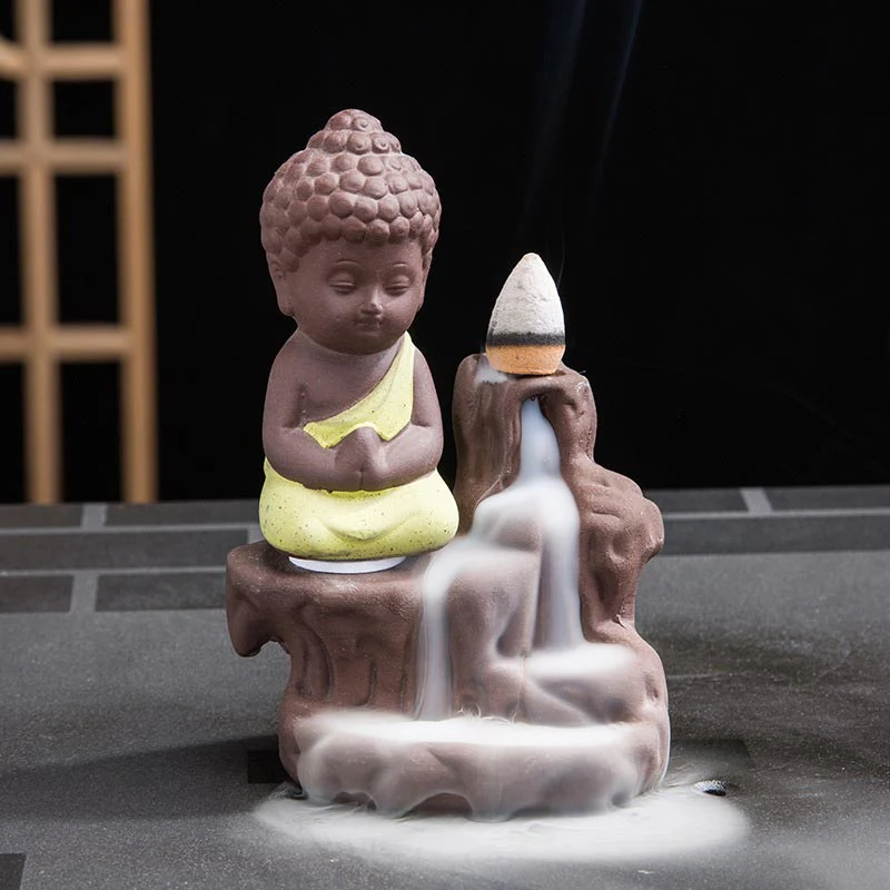 Buddha Stones Backflow Fumo Fontana Ceramica Benedizione Bruciatore Incenso Decorazione - Image 10