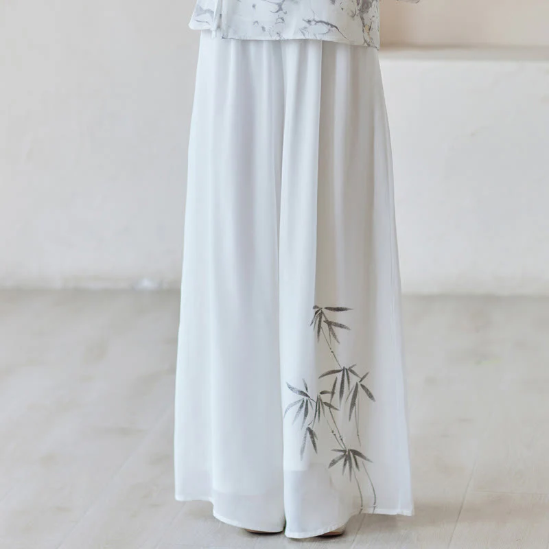 Buddha Stones Bamboo Cheongsam Dress Midi Dress Pantaloni a gamba larga Meditazione Spirituale Zen Pratica Abbigliamento - Image 13