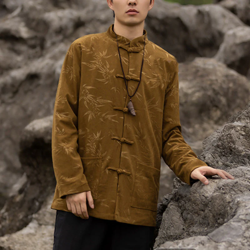 Buddha Stones Bamboo Leaves Abbigliamento Cinese Tang Suit Giacca Cappotto Uomo Abbigliamento - Image 5