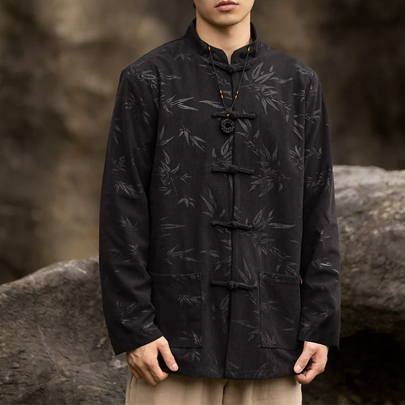 Buddha Stones Bamboo Leaves Abbigliamento Cinese Tang Suit Giacca Cappotto Uomo Abbigliamento - Image 6