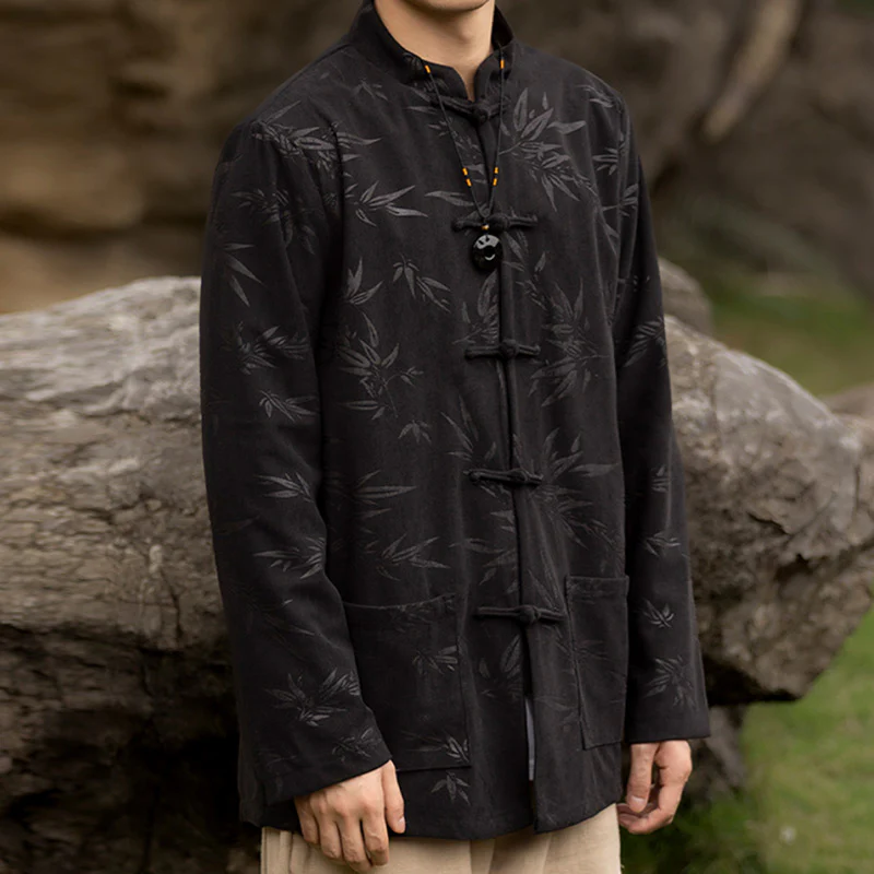 Buddha Stones Bamboo Leaves Abbigliamento Cinese Tang Suit Giacca Cappotto Uomo Abbigliamento - Image 8