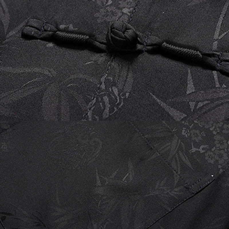 Buddha Stones Bambù Fiore di pesco Tang Suit Hanfu Tradizionale Uniforme Manica Corta Top Pantaloni Abbigliamento Uomo Set - Image 11