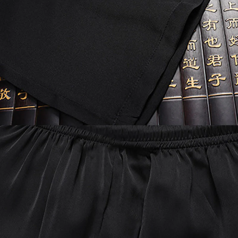 Buddha Stones Bambù Fiore di pesco Tang Suit Hanfu Tradizionale Uniforme Manica Corta Top Pantaloni Abbigliamento Uomo Set - Image 17