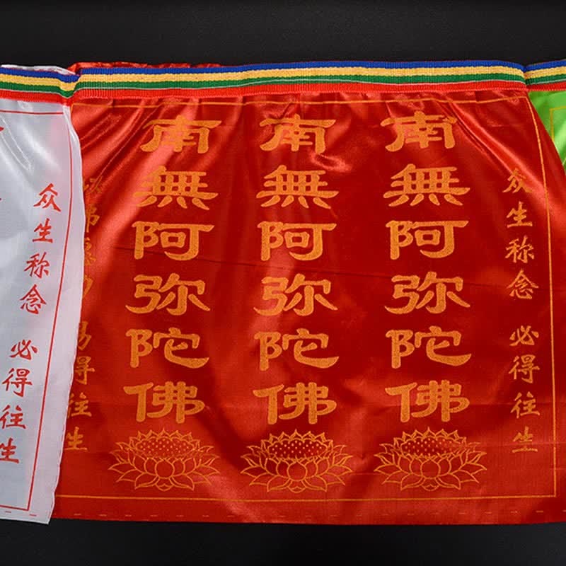 Buddha Stones Bandiera di preghiera tibetana a 7 colori con cavallo a vento e loto di buon auspicio per esterni, 21 pezzi. - Image 26