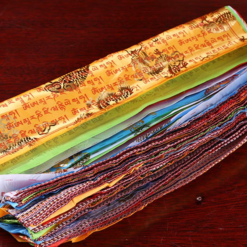 Buddha Stones Bandiere di preghiera tibetane a 5 colori con simbolo del cavallo del vento, benedizione e longevità, per esterni, 20 pezzi. - Image 3