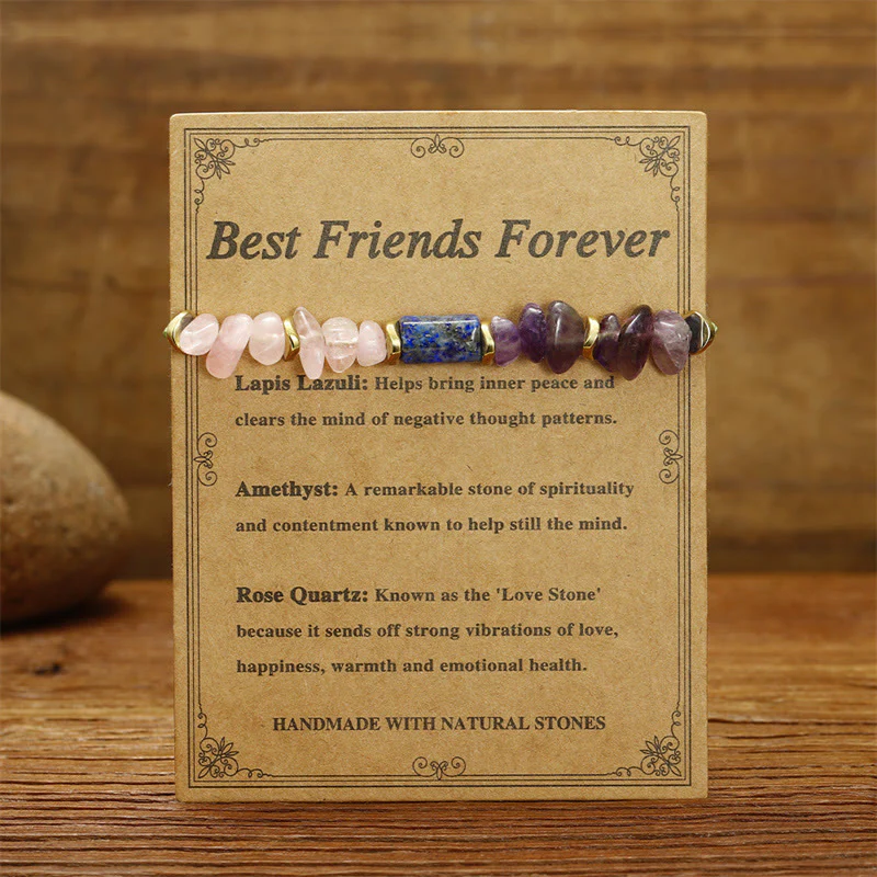 Bracciale spirituale Buddha Stones Best Friends Forever con ametista, quarzo rosa, lazurite e lapislazzuli - Image 2