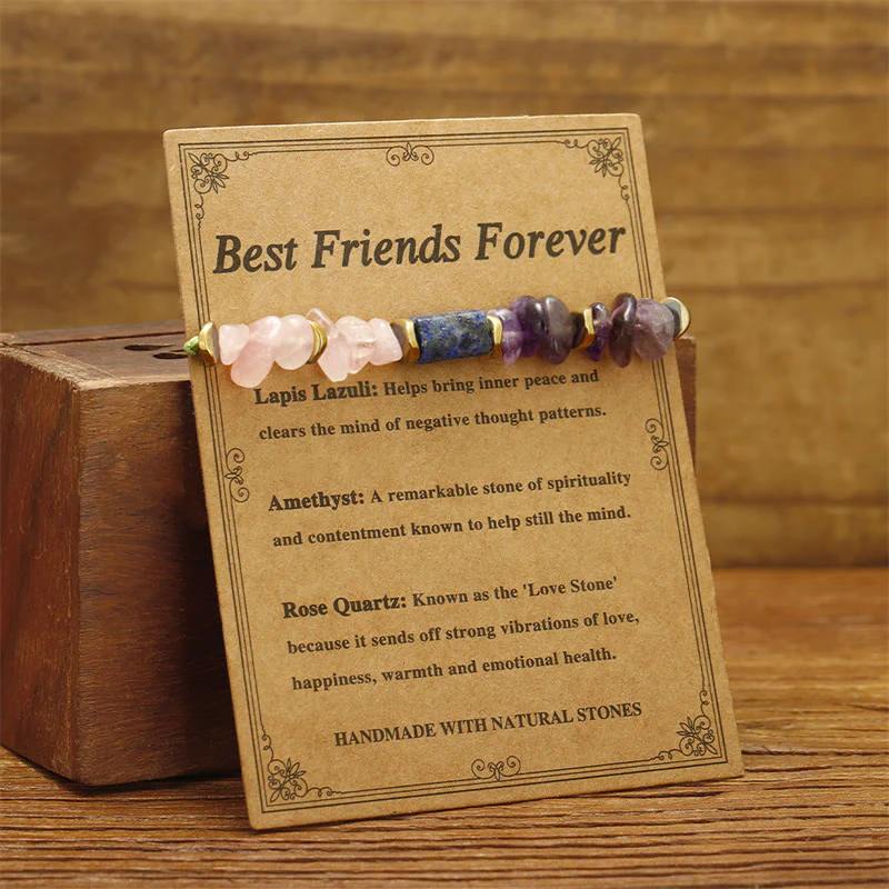 Bracciale spirituale Buddha Stones Best Friends Forever con ametista, quarzo rosa, lazurite e lapislazzuli - Image 3