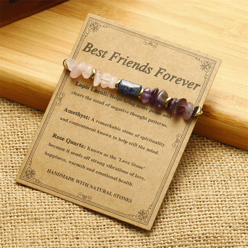 Bracciale spirituale Buddha Stones Best Friends Forever con ametista, quarzo rosa, lazurite e lapislazzuli - Image 4