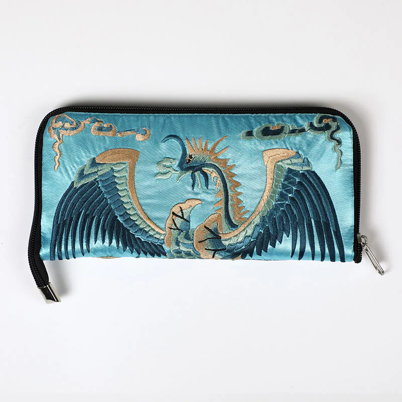 Buddha Stones Bestia Mitica Fenice Drago Qilin Su Ricamo Cartella Biglietti Viaggio Shopping Borsa Borsa - Image 11
