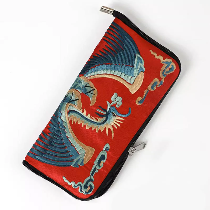 Buddha Stones Bestia Mitica Fenice Drago Qilin Su Ricamo Cartella Biglietti Viaggio Shopping Borsa Borsa - Image 12