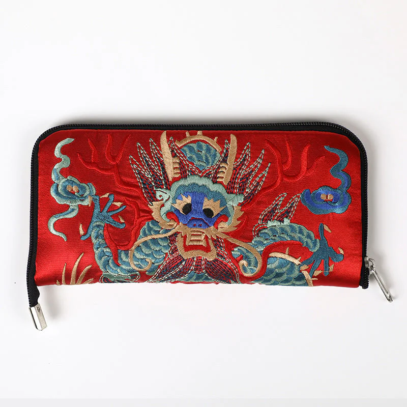 Buddha Stones Bestia Mitica Fenice Drago Qilin Su Ricamo Cartella Biglietti Viaggio Shopping Borsa Borsa - Image 13