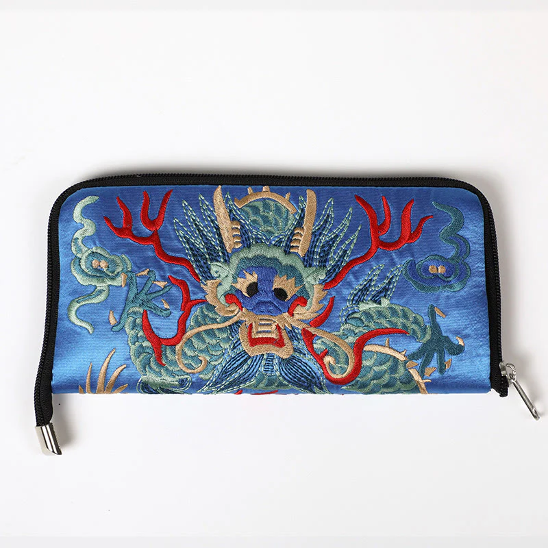 Buddha Stones Bestia Mitica Fenice Drago Qilin Su Ricamo Cartella Biglietti Viaggio Shopping Borsa Borsa - Image 15