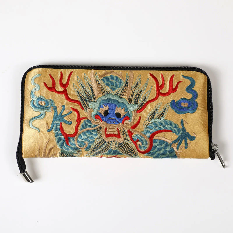 Buddha Stones Bestia Mitica Fenice Drago Qilin Su Ricamo Cartella Biglietti Viaggio Shopping Borsa Borsa - Image 17