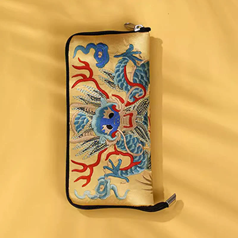 Buddha Stones Bestia Mitica Fenice Drago Qilin Su Ricamo Cartella Biglietti Viaggio Shopping Borsa Borsa - Image 18
