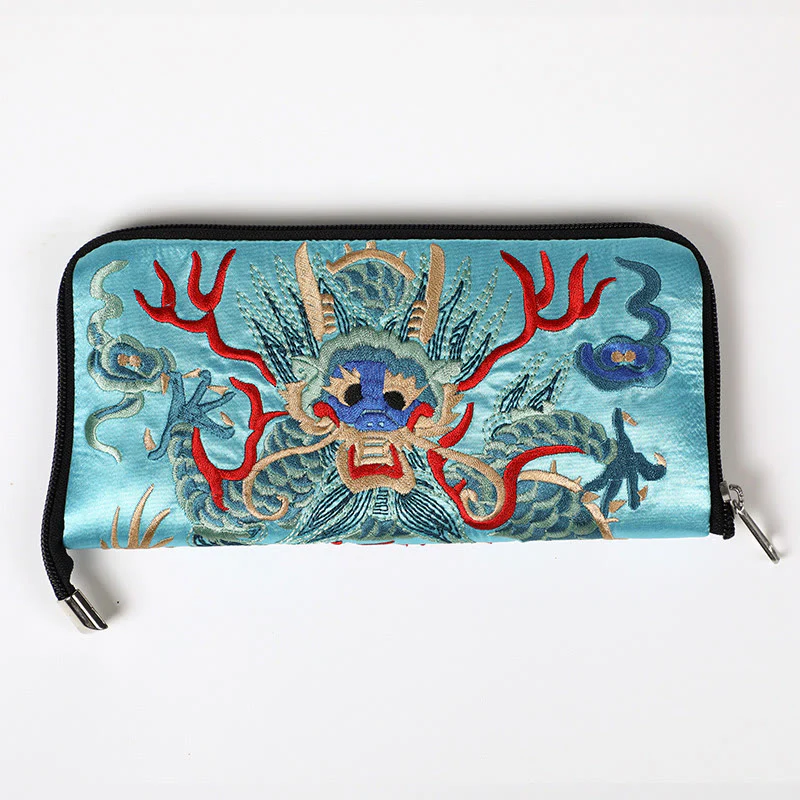 Buddha Stones Bestia Mitica Fenice Drago Qilin Su Ricamo Cartella Biglietti Viaggio Shopping Borsa Borsa - Image 22