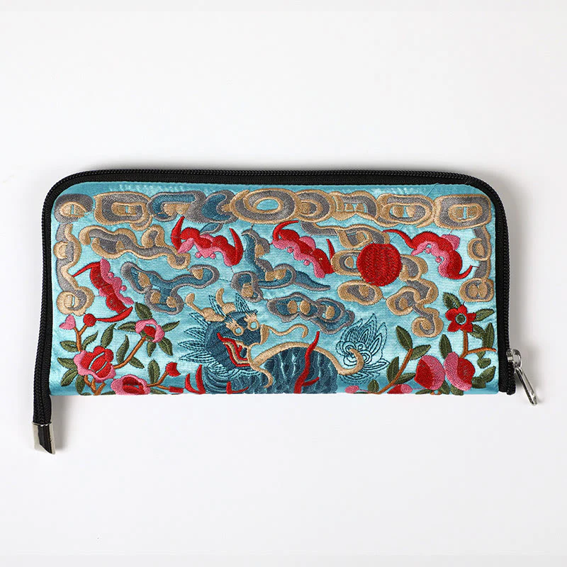 Buddha Stones Bestia Mitica Fenice Drago Qilin Su Ricamo Cartella Biglietti Viaggio Shopping Borsa Borsa - Image 27