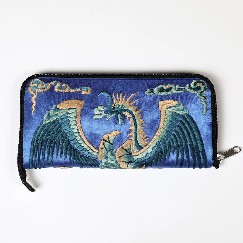 Buddha Stones Bestia Mitica Fenice Drago Qilin Su Ricamo Cartella Biglietti Viaggio Shopping Borsa Borsa - Image 7