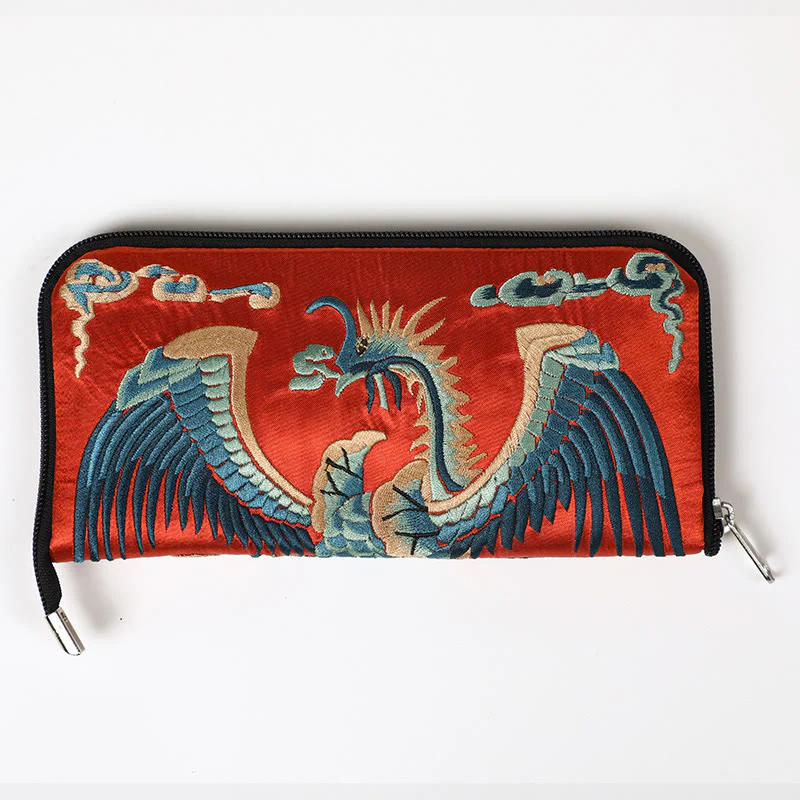 Buddha Stones Bestia Mitica Fenice Drago Qilin Su Ricamo Cartella Biglietti Viaggio Shopping Borsa Borsa - Image 9