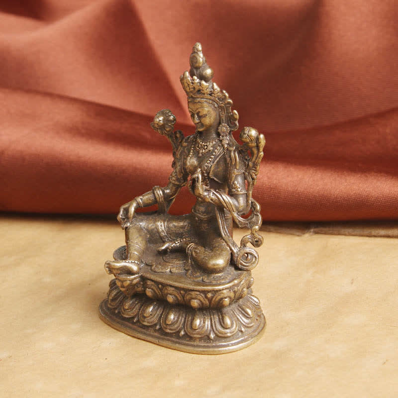 Buddha Stones Bodhisattva Tara Verde Calma Speranza Statua Rame Decorazione - Image 5