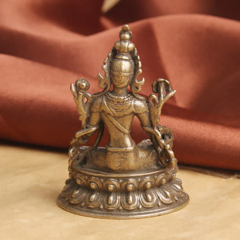 Buddha Stones Bodhisattva Tara Verde Calma Speranza Statua Rame Decorazione - Image 6
