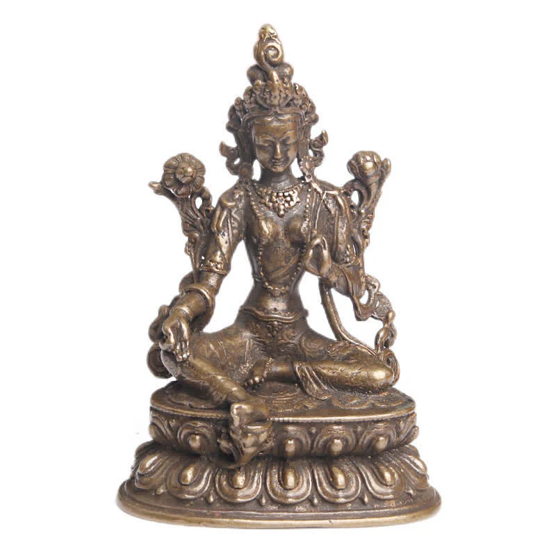 Buddha Stones Bodhisattva Tara Verde Calma Speranza Statua Rame Decorazione - Image 9