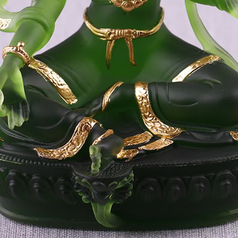 Buddha Stones Bodhisattva Tara Verde Fatto a Mano Liuli Cristallo Arte Pezzo Protezione Casa Ufficio Statua Decorazione - Image 11