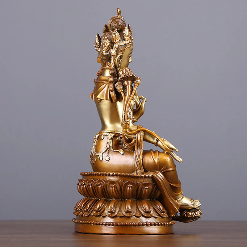 Buddha Stones Bodhisattva Tara Verde Figurina Protezione Ottone Rame Statua Casa Offerta Decorazione - Image 11