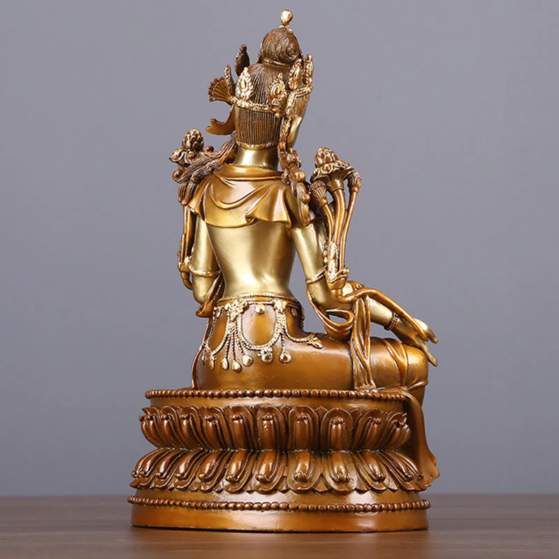 Buddha Stones Bodhisattva Tara Verde Figurina Protezione Ottone Rame Statua Casa Offerta Decorazione - Image 12